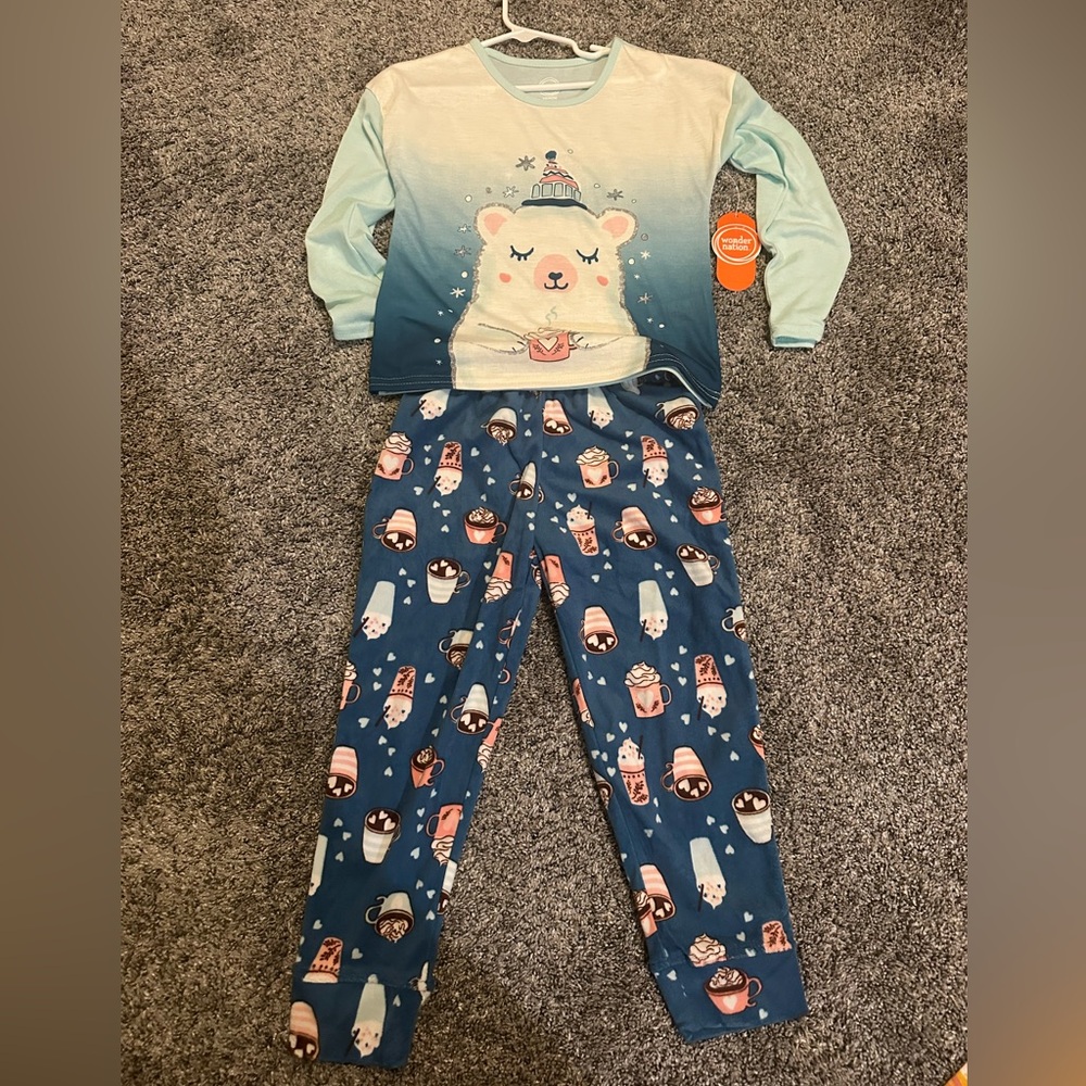 Cozy Cocoa Bear Kids Pajamas - Blue